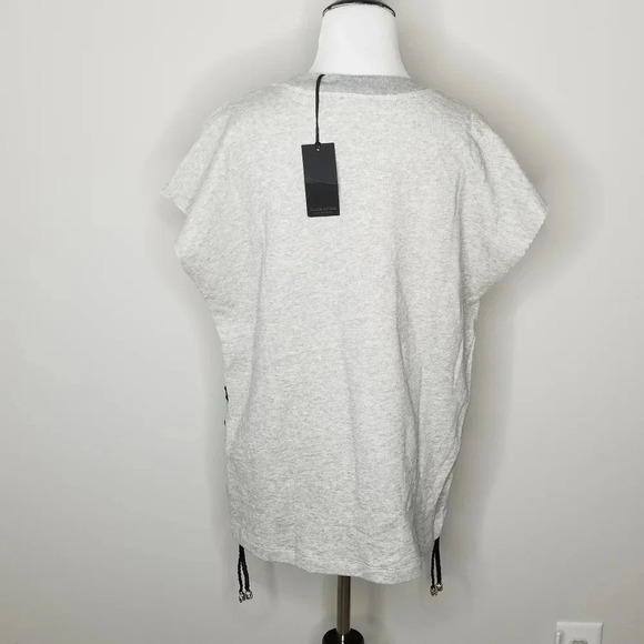 NWT Black Orchid Gray Sleeveless Lace Up Detail Sweatshirt S - Picture 4 of 6
